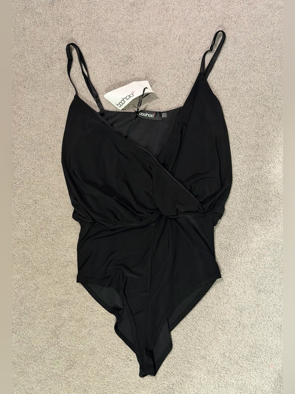 NWT Booboo Black Surplice V-Neck Bodysuit with Adjustable Straps - US12/UK16
